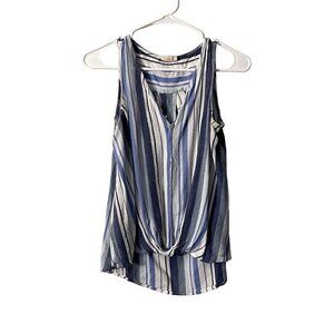 A New Approach blue and white vneck summer sleeveless top striped classic rayon